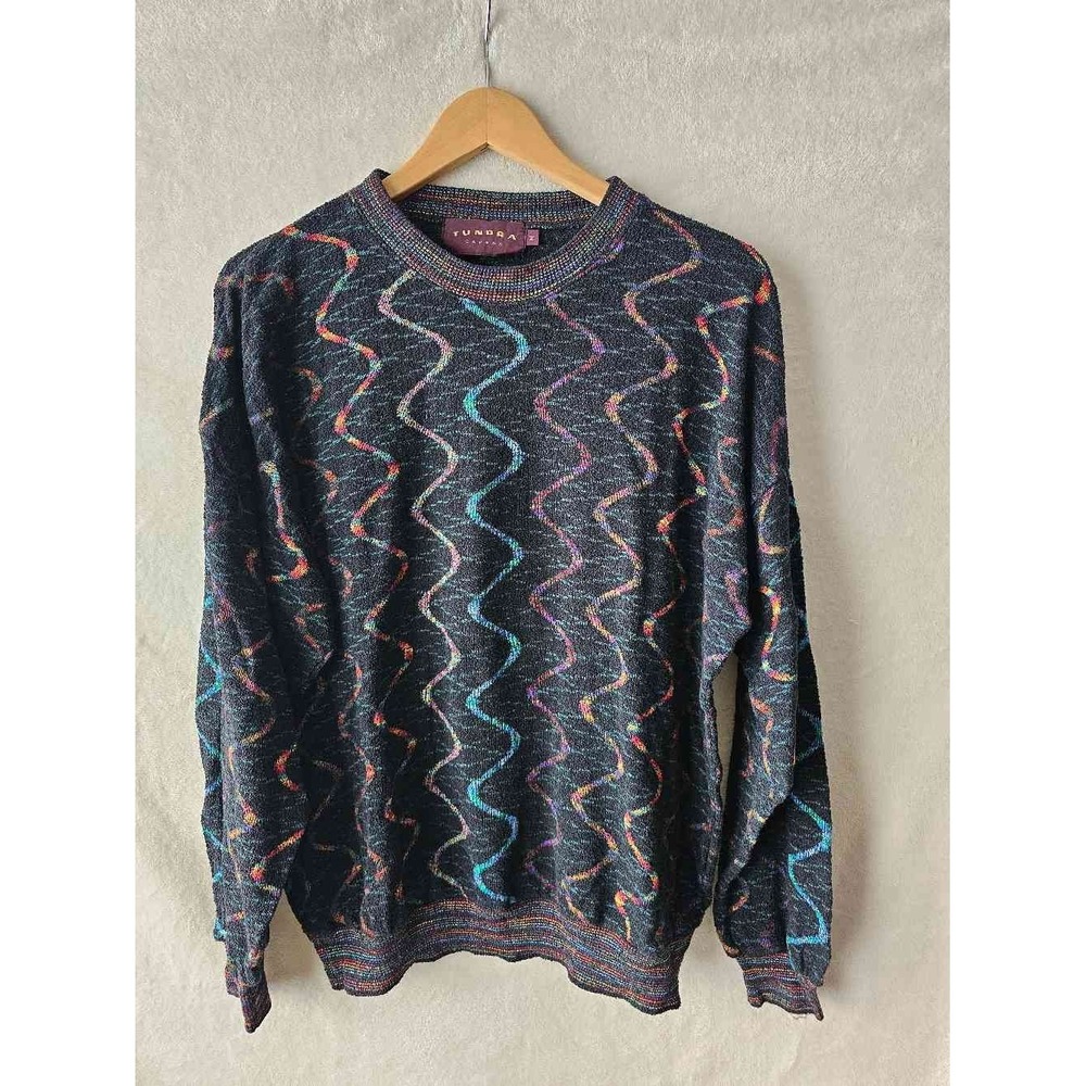 Tundra Canada Knit Coogi Style Sweater Men M Multicolor Grandpacore 90's Y2K